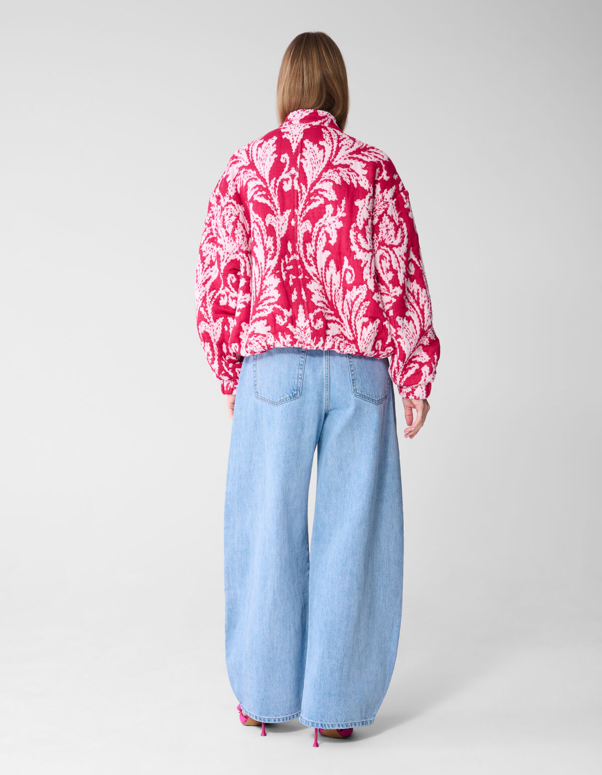 &Uuml;bergro&szlig;e Jacquard-Bomberjacke Rosa SHOEBY WOMEN