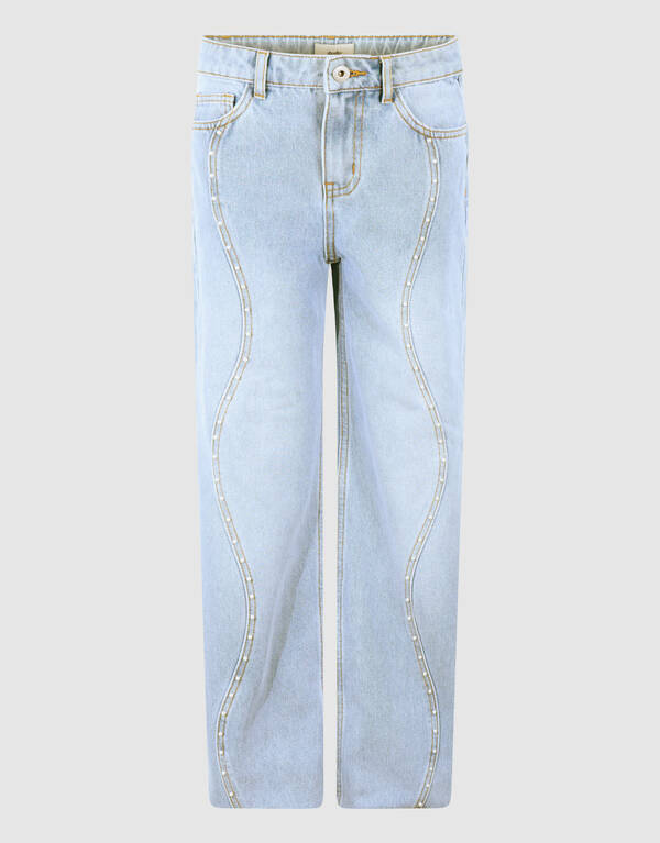 Ultra-weite, gewellte Jeans mit Perlenmuster, gebl SHOEBY GIRLS