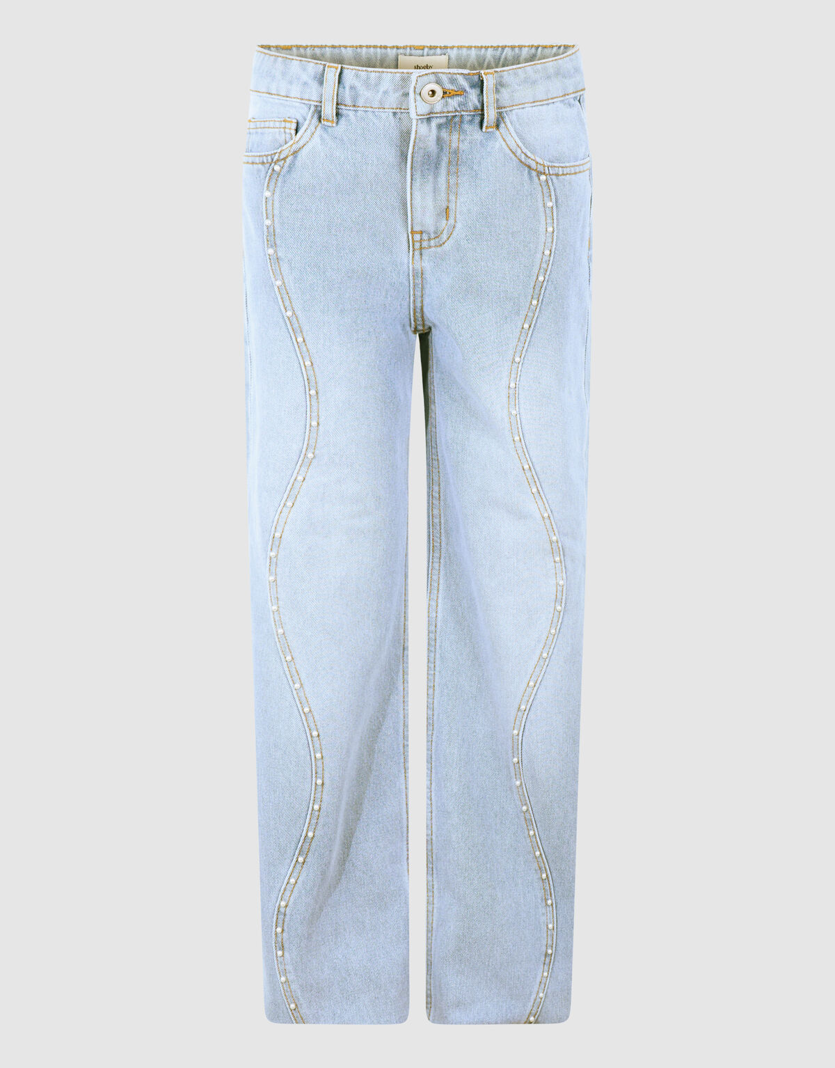 Ultra-weite, gewellte Jeans mit Perlenmuster, gebl SHOEBY GIRLS