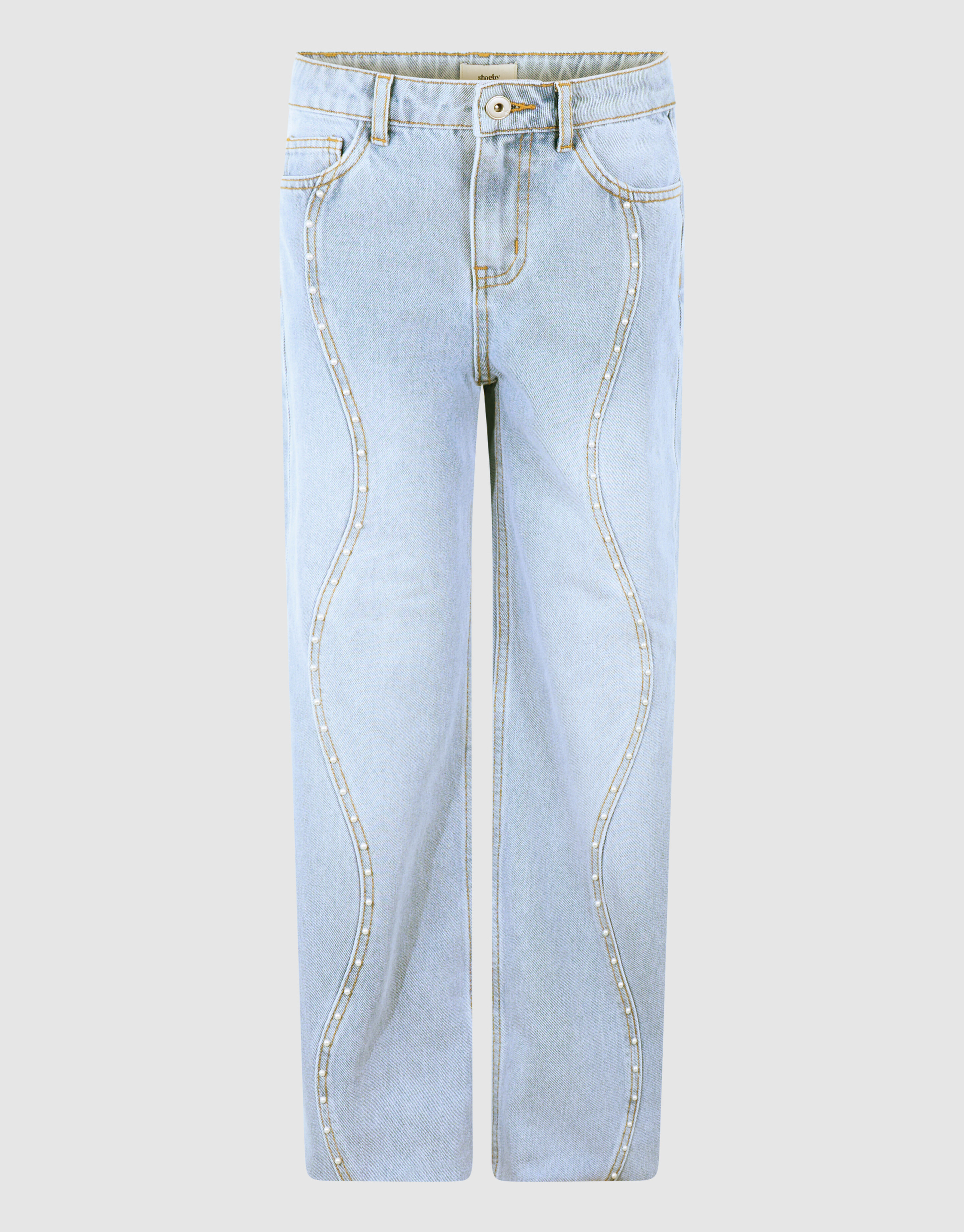 Ultra-weite, gewellte Jeans mit Perlenmuster, gebl SHOEBY GIRLS