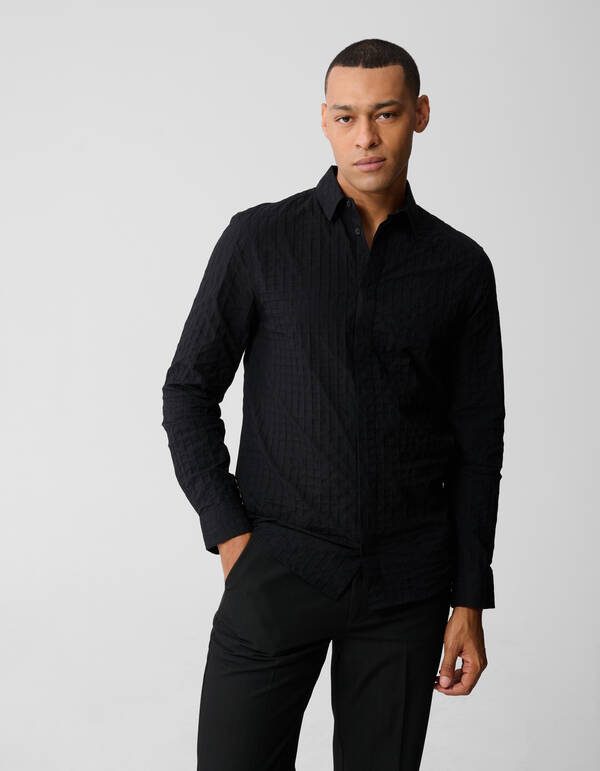 Struktur Hemd Schwarz SHOEBY MEN