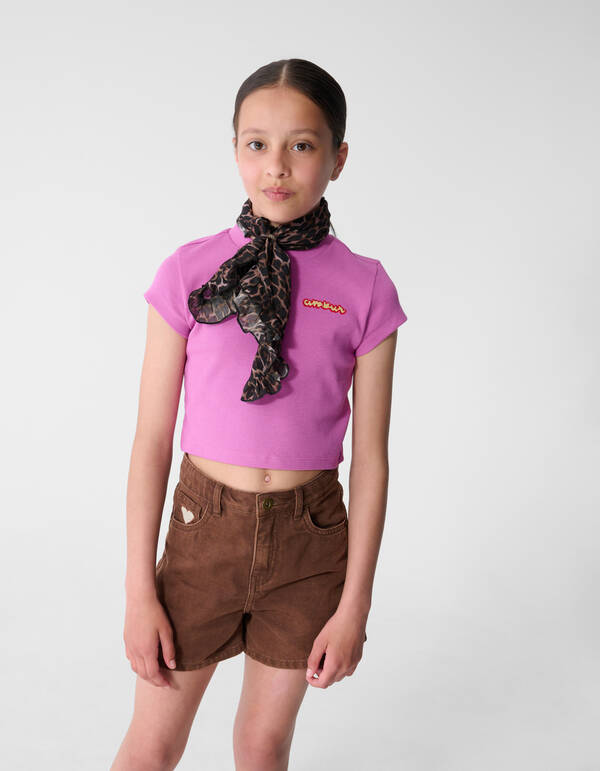 Rib Amour Crop Top Lila SHOEBY GIRLS