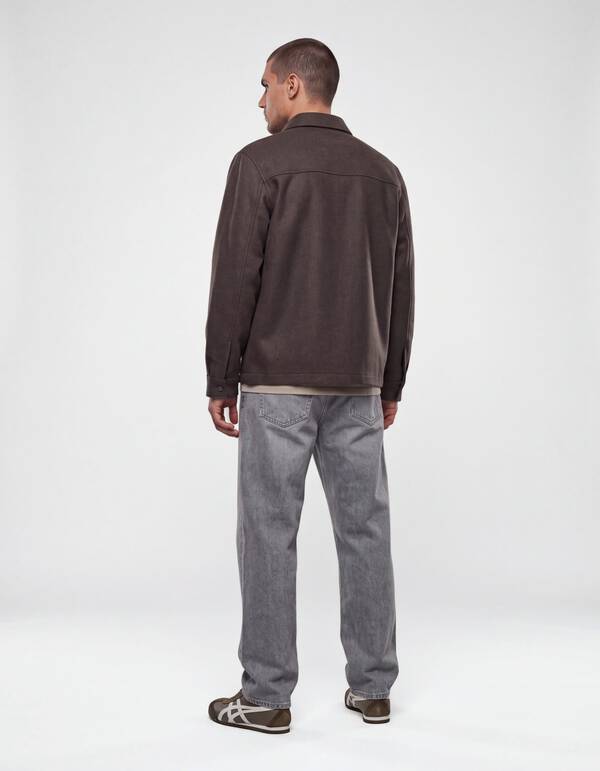Melange Zip Overshirt Donkerbruin SHOEBY MEN