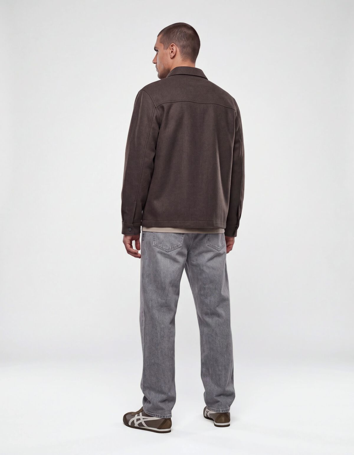 Melange Zip Overshirt Donkerbruin SHOEBY MEN