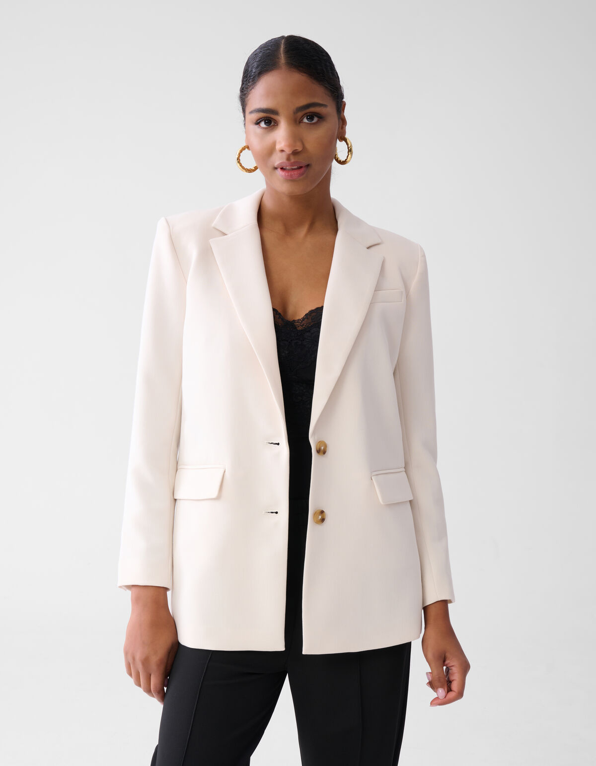 &Uuml;bergro&szlig;er Blazer Off White SHOEBY WOMEN