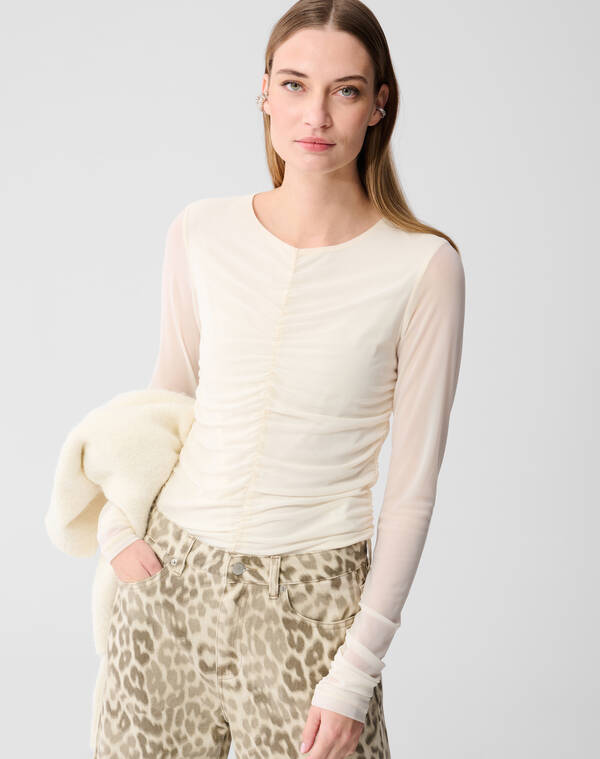 Transparenter Mesh-Top in Cremewei&szlig; SHOEBY WOMEN