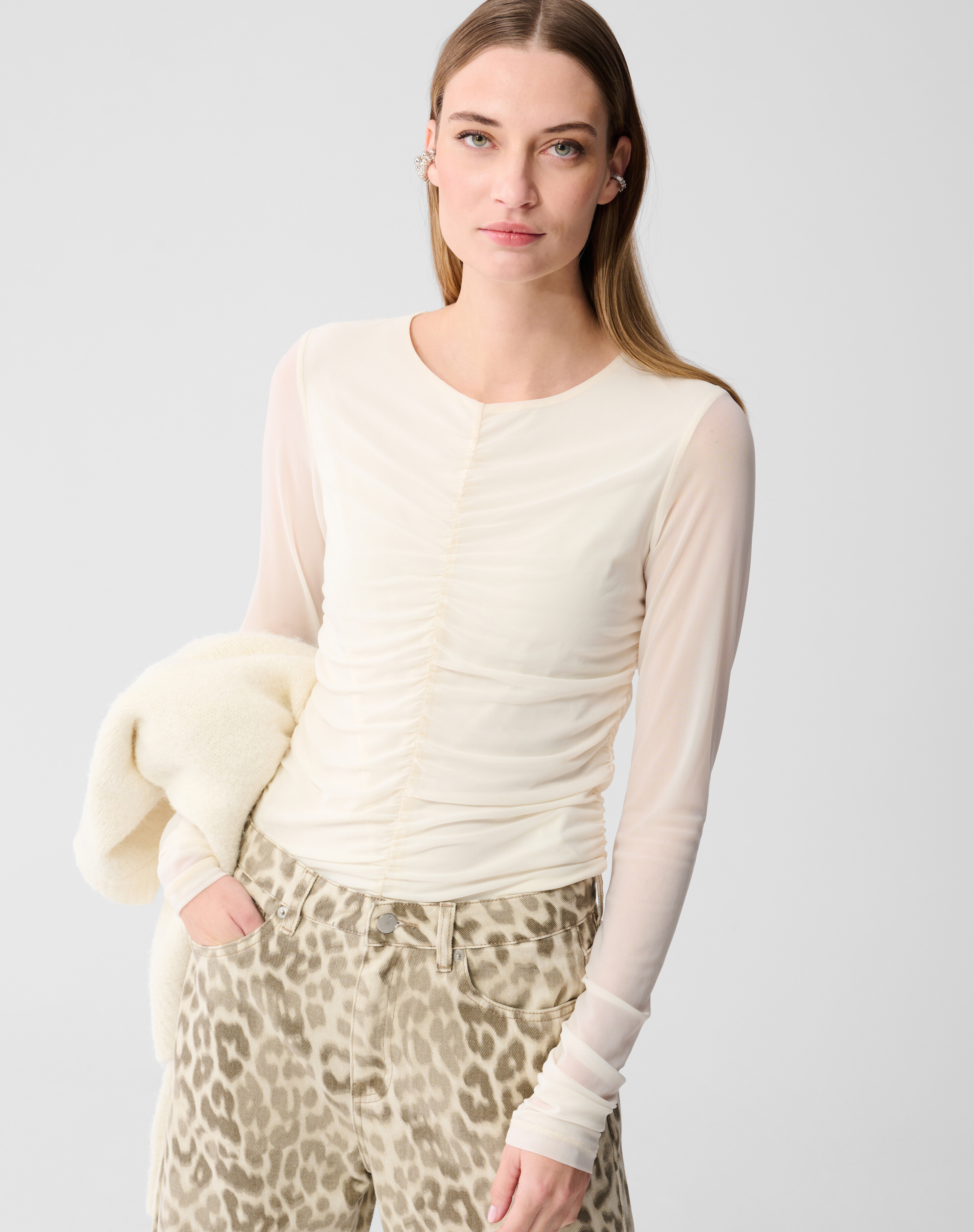 Transparenter Mesh-Top in Cremewei&szlig; SHOEBY WOMEN