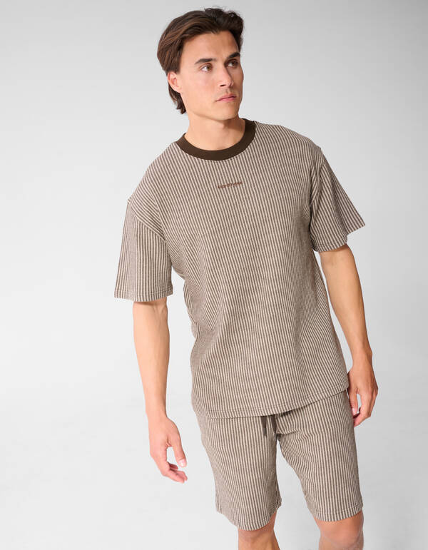 Seersucker-T-Shirt, Braun SHOEBY MEN