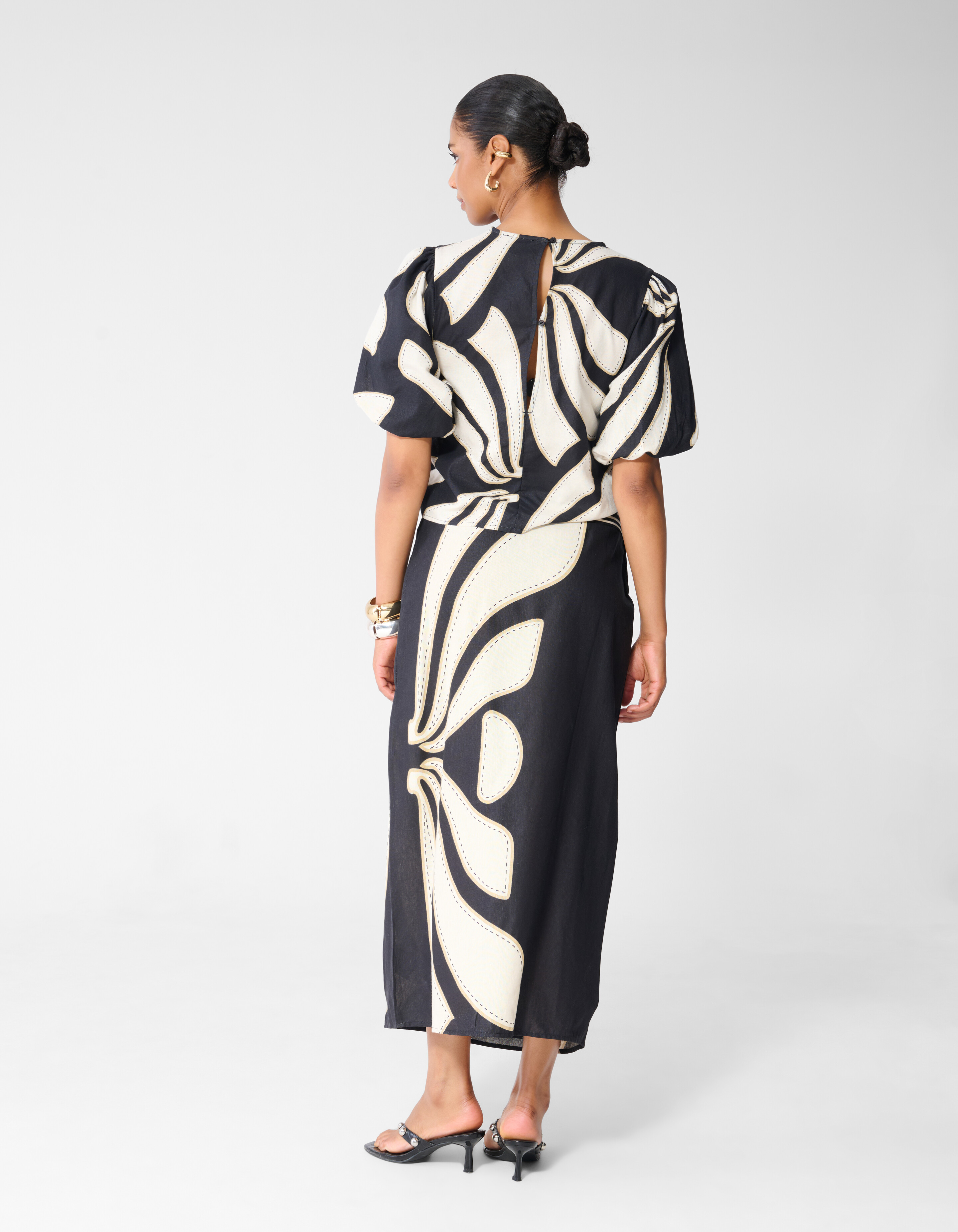 Bedruckter Wickel-Maxi-Rock Schwarz SHOEBY WOMEN