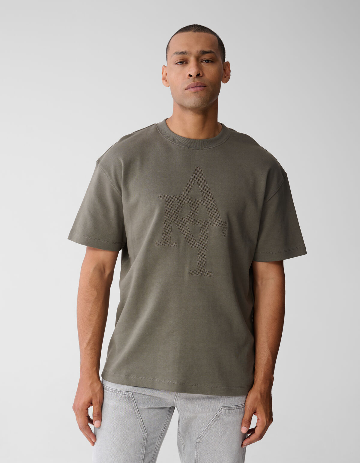 Stickerei-Kunst T-Shirt Dunkelgrün SHOEBY MEN