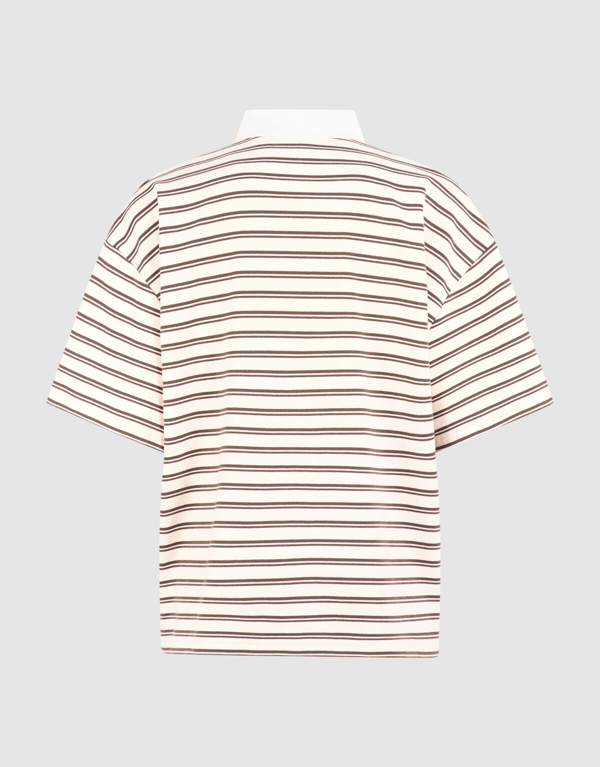 &Uuml;bergro&szlig;es Streifen-Kurzarm-Poloshirt Braun SHOEBY WOMEN