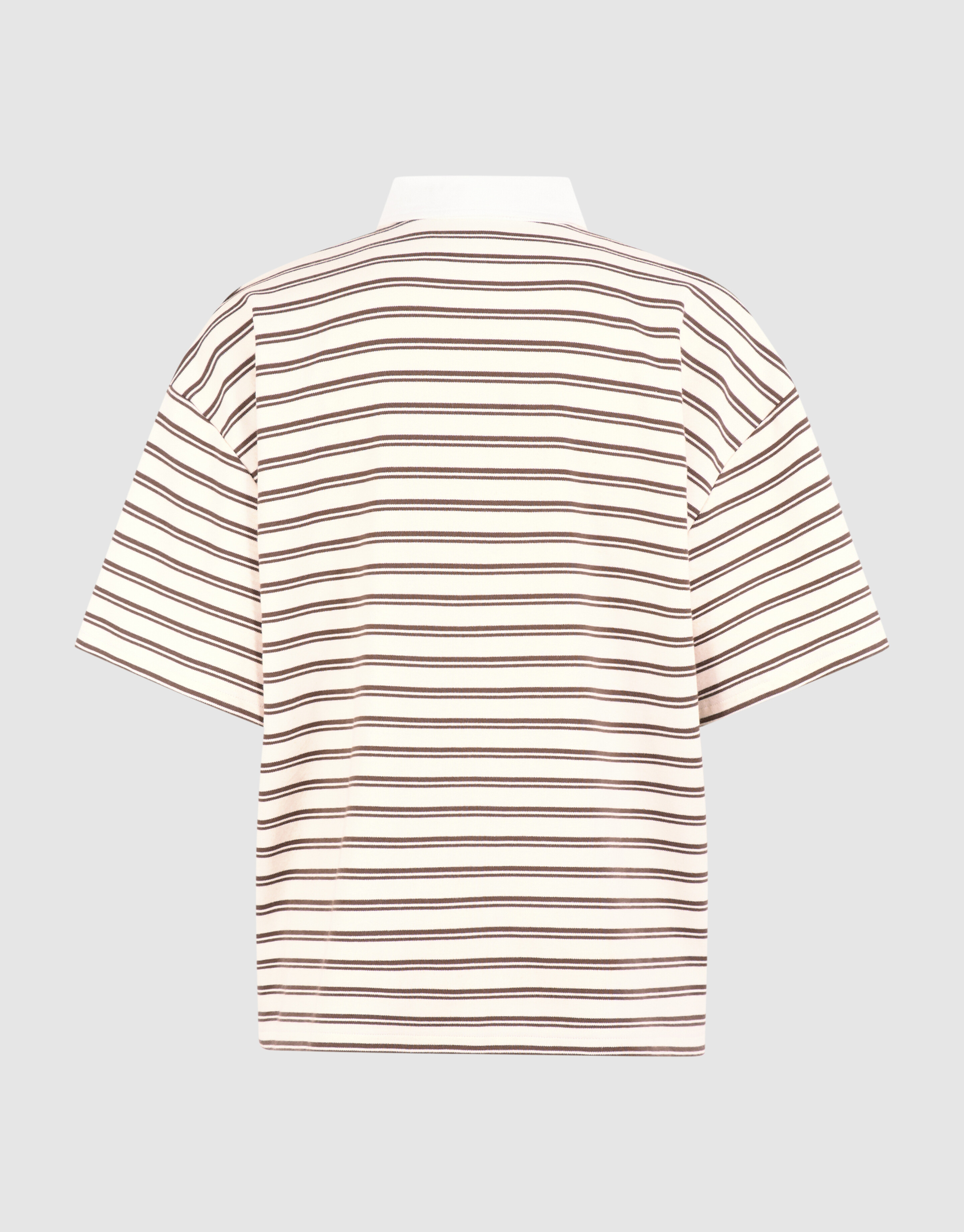&Uuml;bergro&szlig;es Streifen-Kurzarm-Poloshirt Braun SHOEBY WOMEN