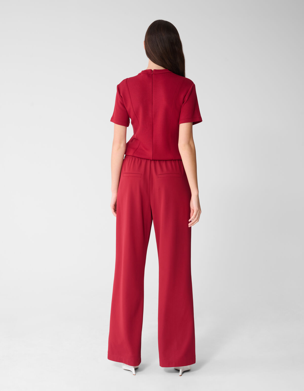 Basic Wide Leg Hose Dunkelrot SHOEBY WOMEN