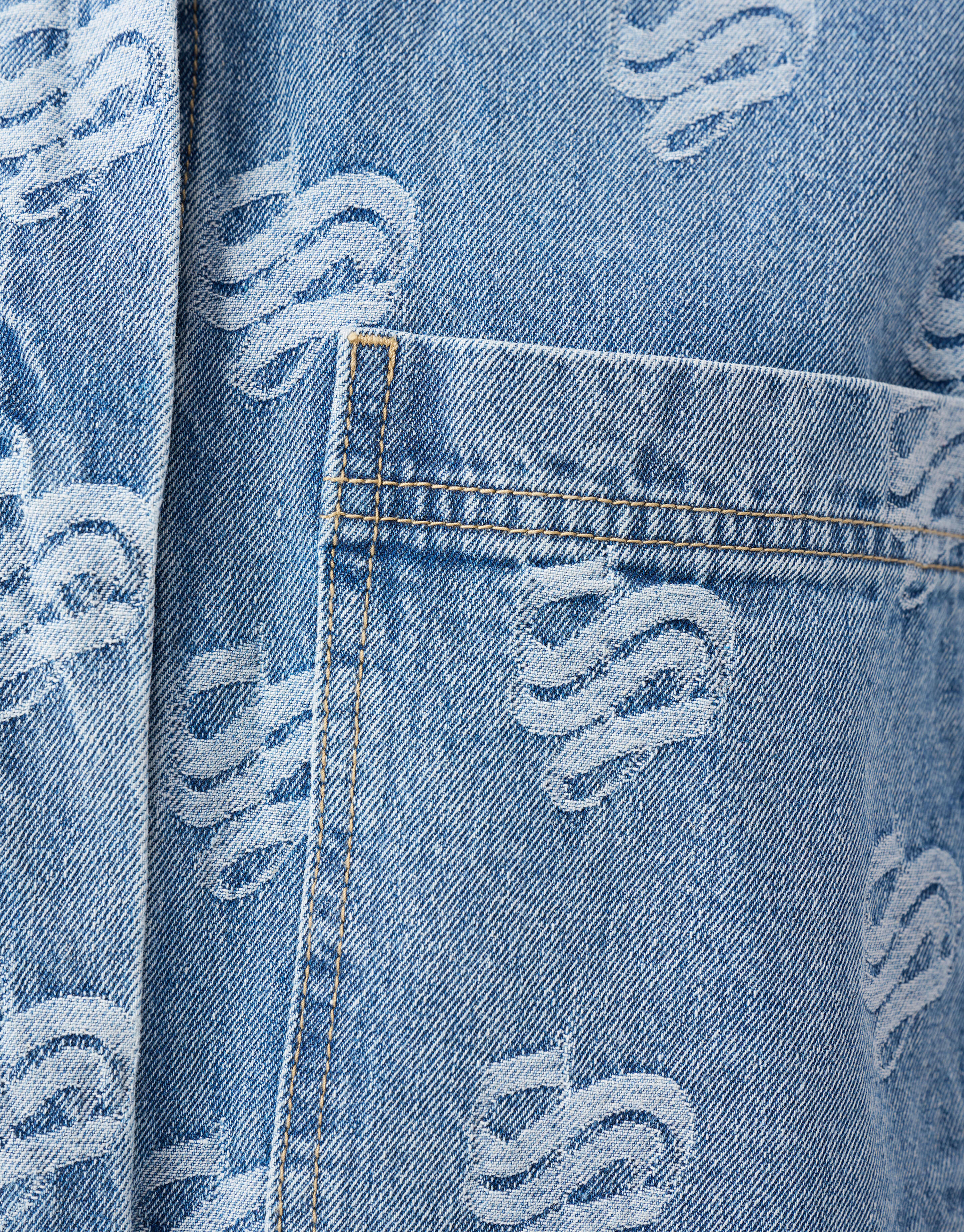 Jacquard-Logo-Denim-Bluse Mediumstone SHOEBY WOMEN