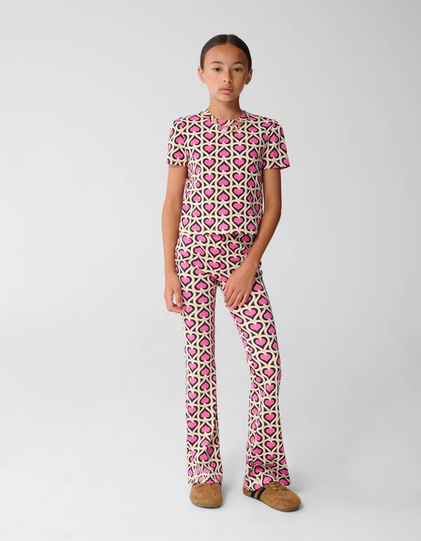 Printed Double Heart Flared Legging Pink SHOEBY GIRLS