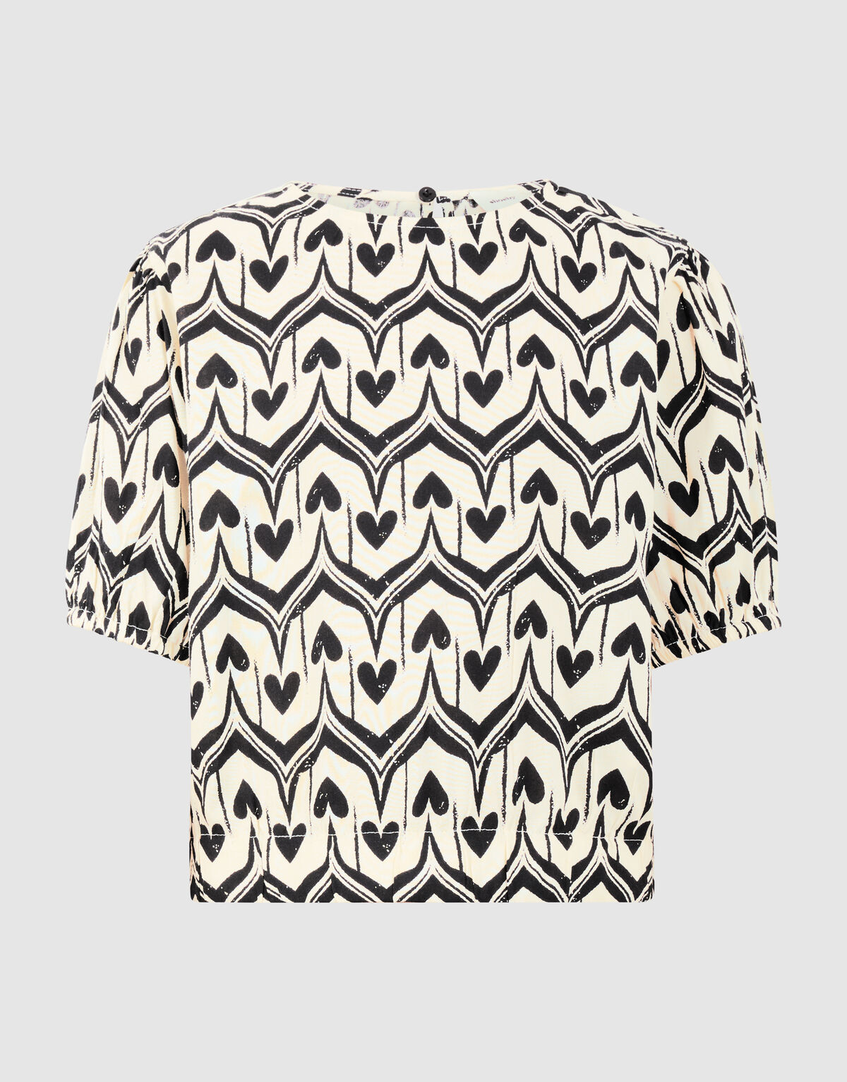 Heart Print Top Gebrochen Wei&szlig;/Schwarz SHOEBY GIRLS