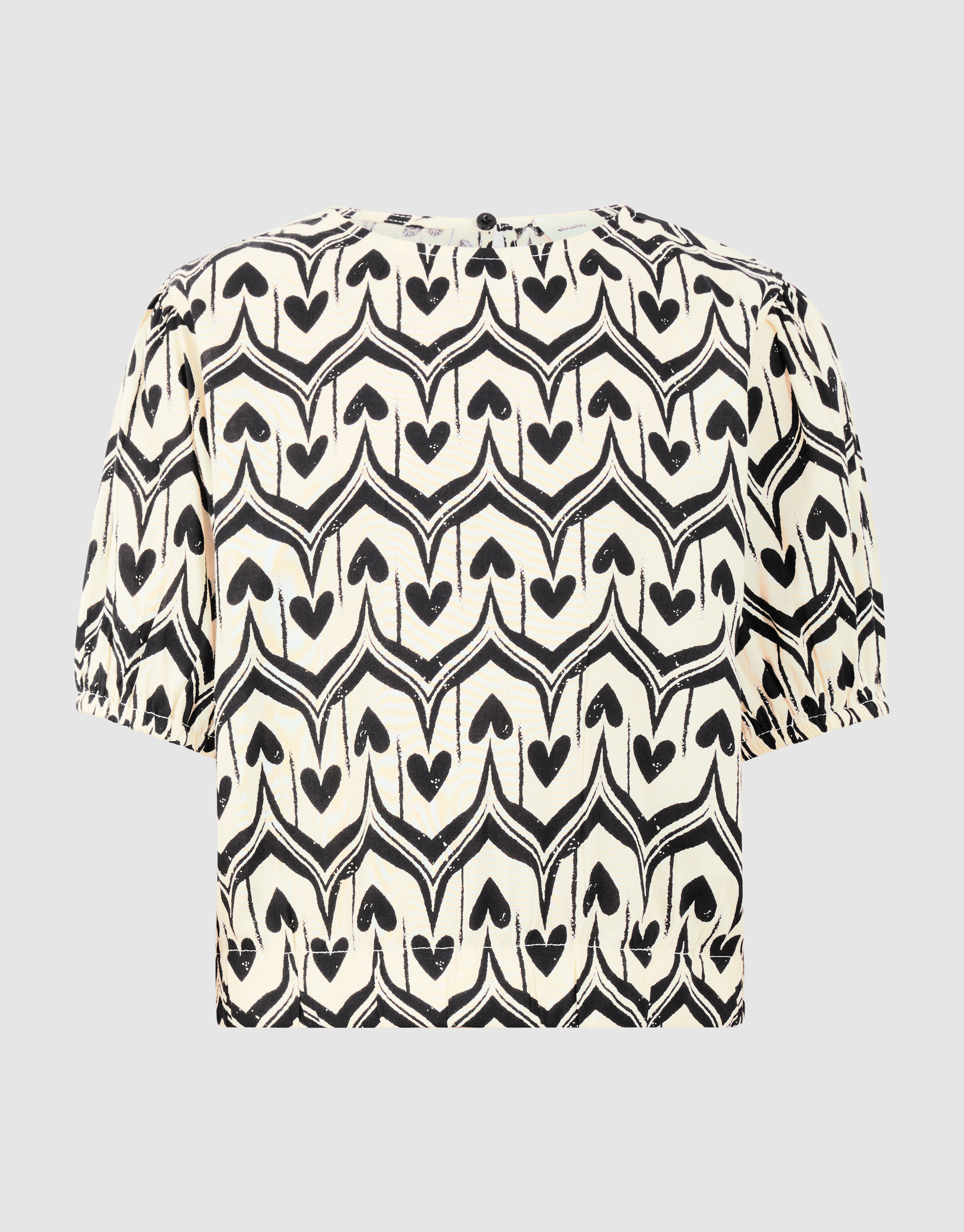 Heart Print Top Gebrochen Wei&szlig;/Schwarz SHOEBY GIRLS
