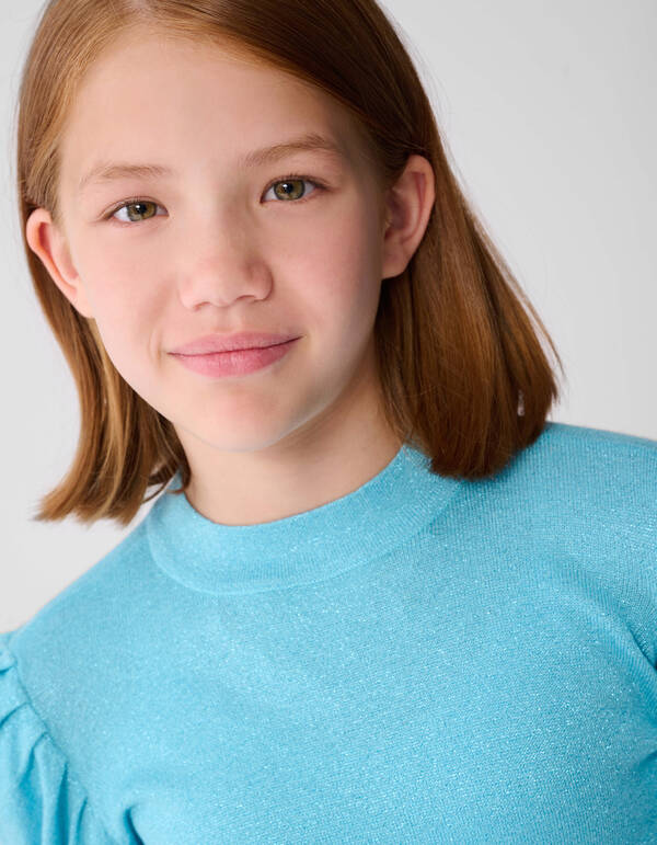 Glitzer Langarmoberteil Blau SHOEBY GIRLS