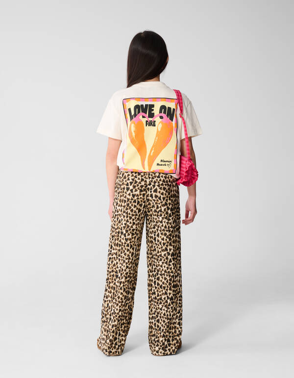 Pliss&eacute; Leopard Hose Hellbraun SHOEBY GIRLS