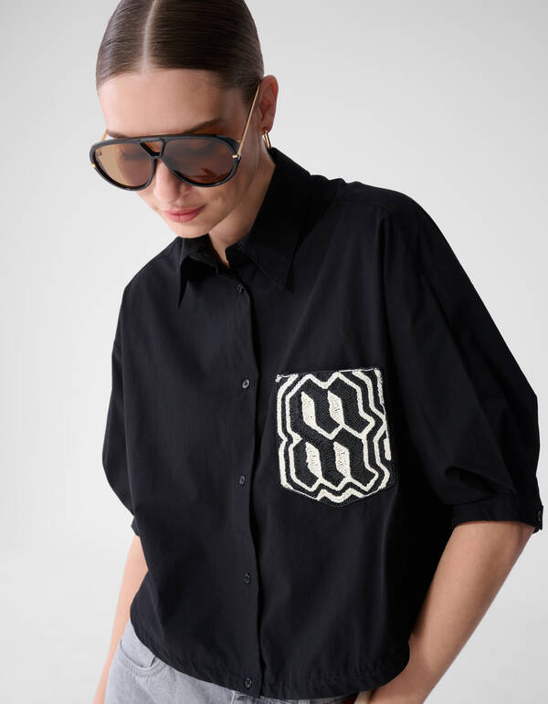 &Uuml;bergro&szlig;e Stickbluse Schwarz von Mieke SHOEBY WOMEN