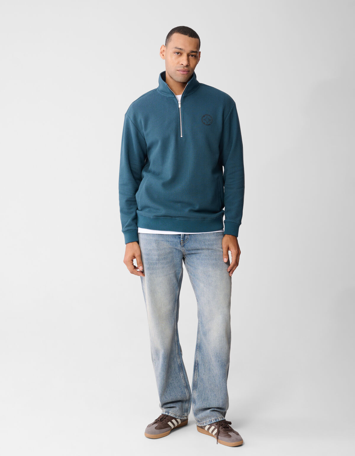 Halb-Zip-Pullover, dunkelgr&uuml;n SHOEBY MEN