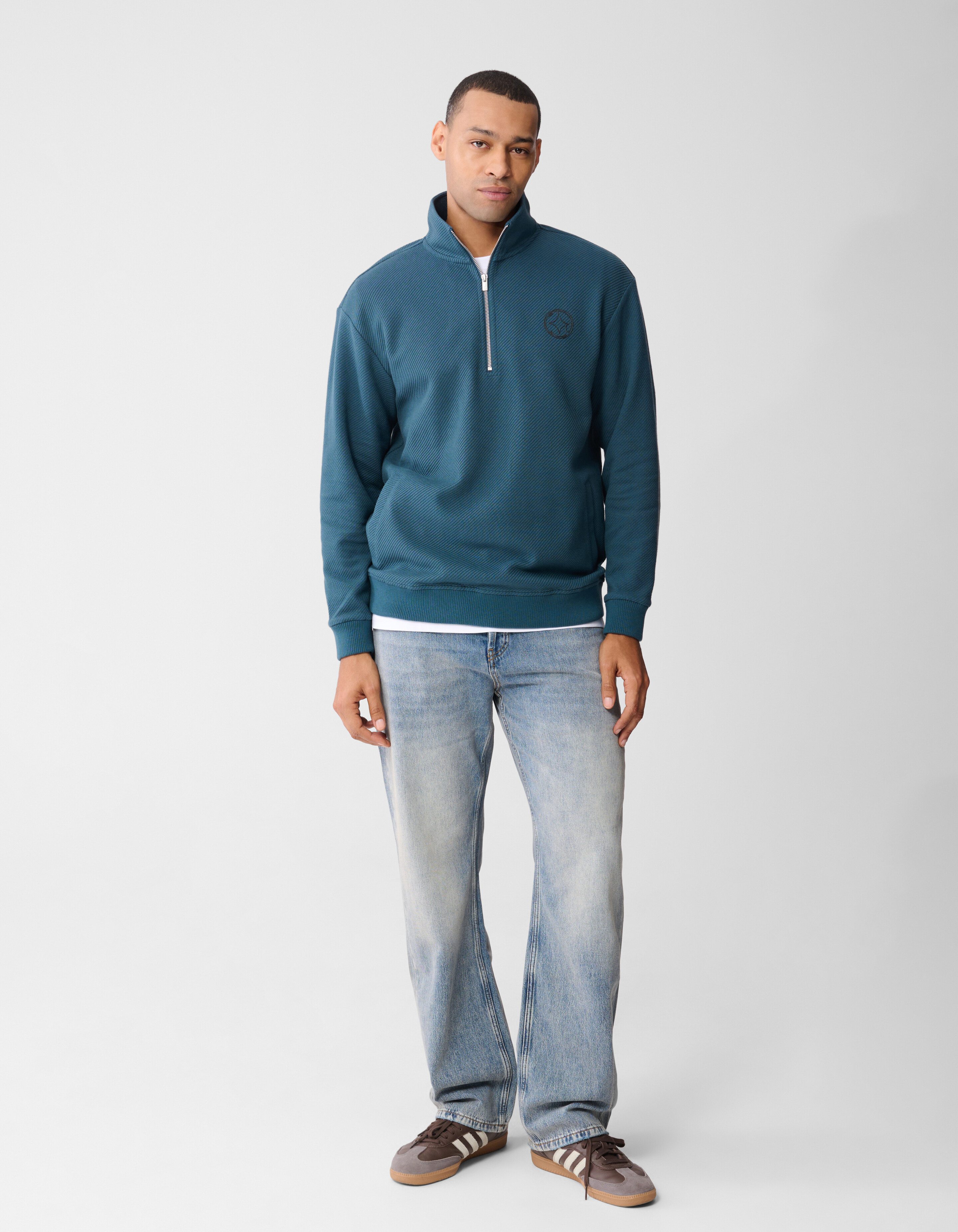 Halb-Zip-Pullover, dunkelgr&uuml;n SHOEBY MEN