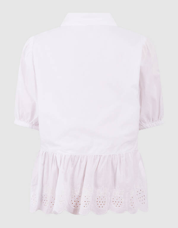Bestickte R&uuml;schenbluse Wei&szlig; SHOEBY GIRLS