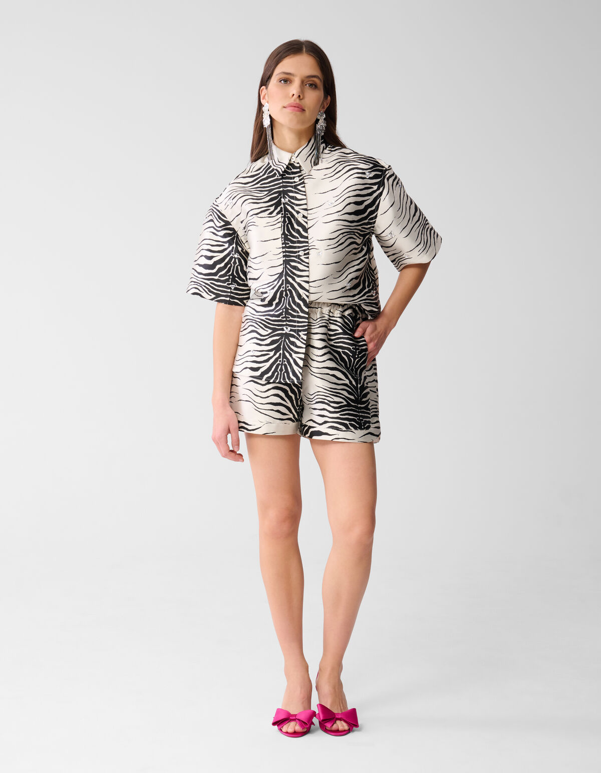 Bluse mit Zebramuster Schwarz/ Off-white SHOEBY WOMEN
