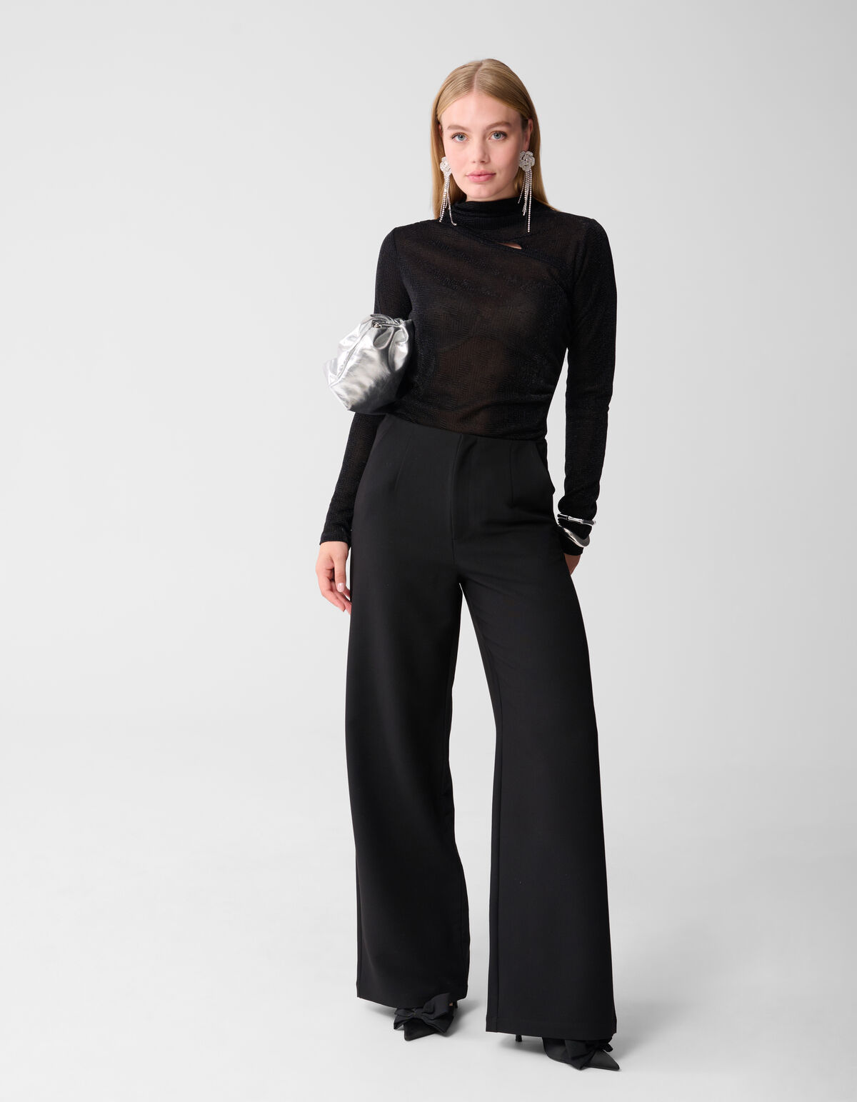 Schwarzes Glitzer-Top mit Ausschnitt SHOEBY WOMEN