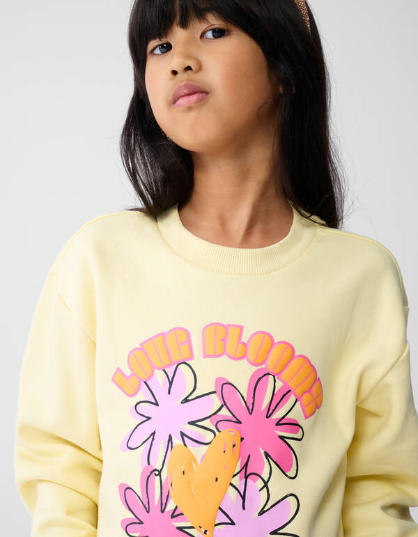 Bloem Artwork Pullover Hellgelb SHOEBY GIRLS