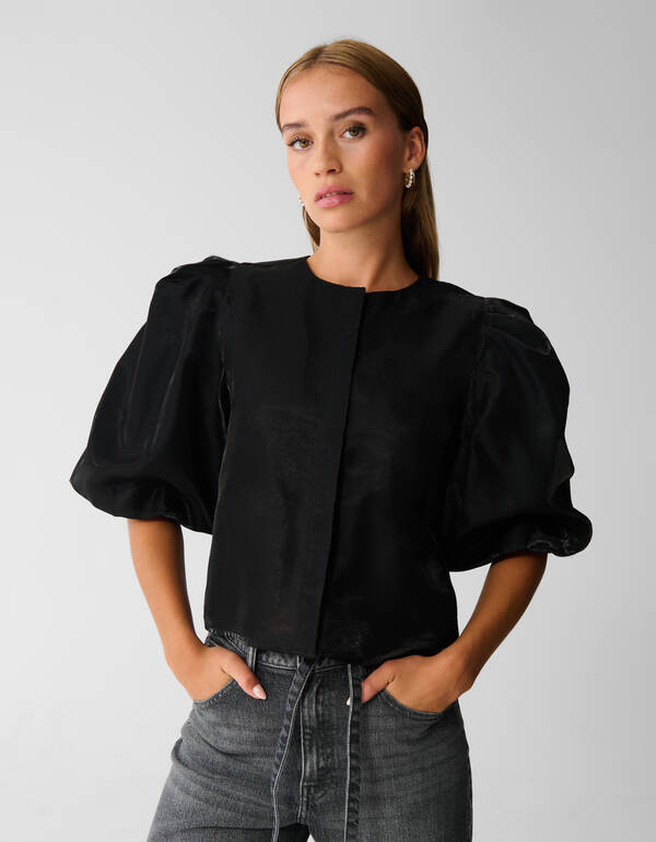 Shiny Puff Bluse Schwarz SHOEBY WOMEN