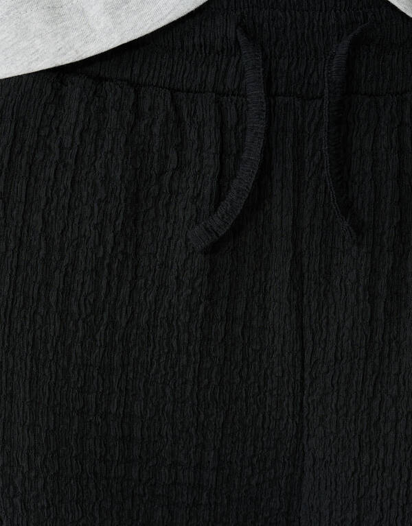 Crinkle-Hose mit weitem Bein, schwarz SHOEBY WOMEN