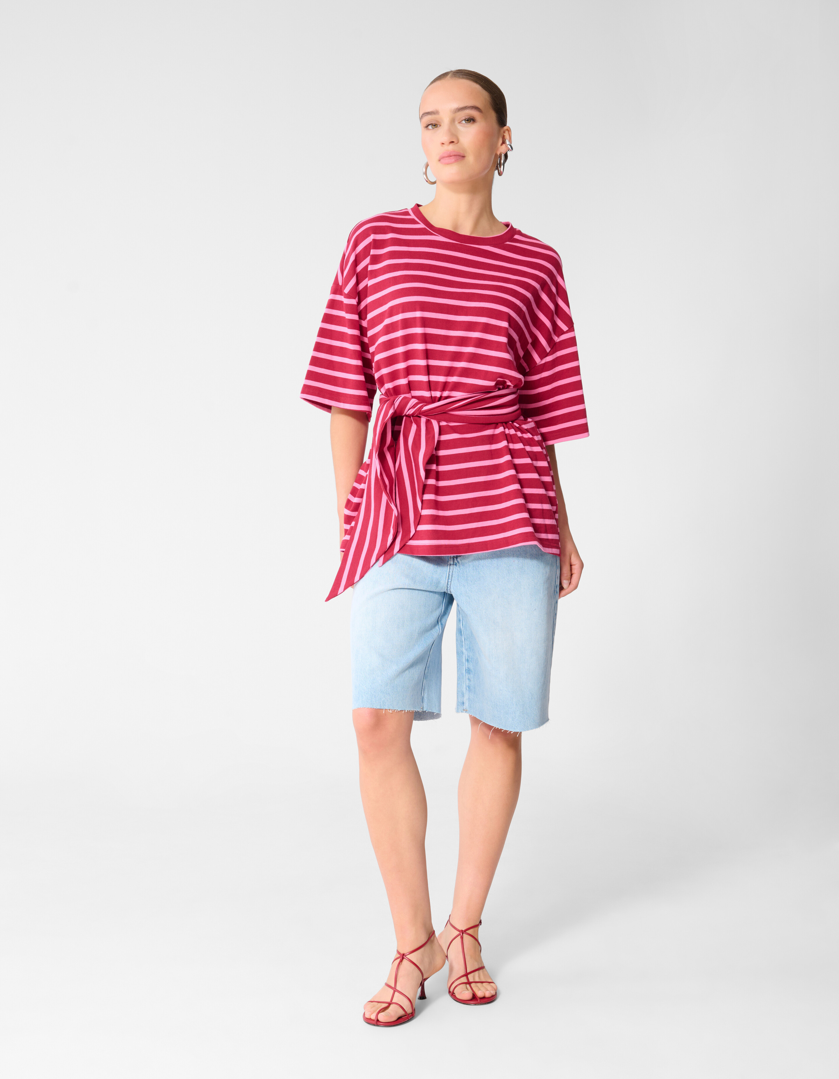 Schal Gestreiftes T-Shirt Rosa/Rot SHOEBY WOMEN