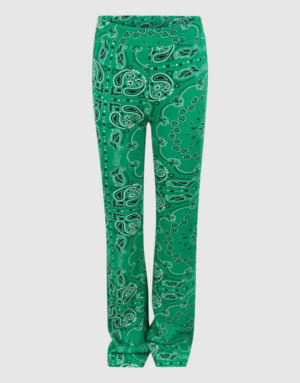 Bedruckte ausgestellte Rippen-Leggings Gr&uuml;n SHOEBY GIRLS