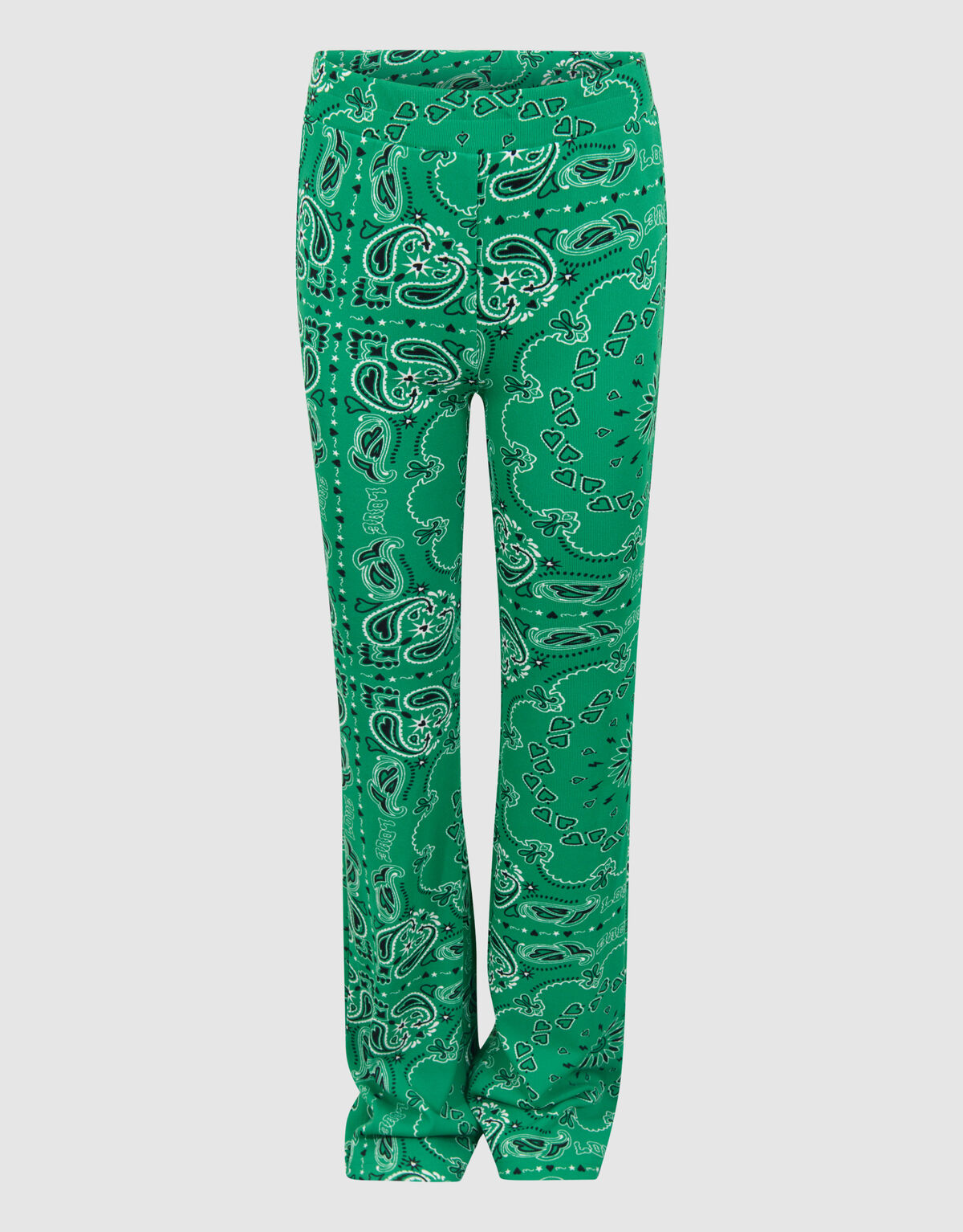 Bedruckte ausgestellte Rippen-Leggings Gr&uuml;n SHOEBY GIRLS