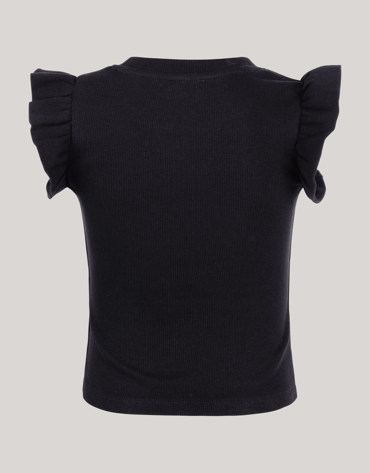 Ruffle Rib Top Schwarz SHOEBY GIRLS