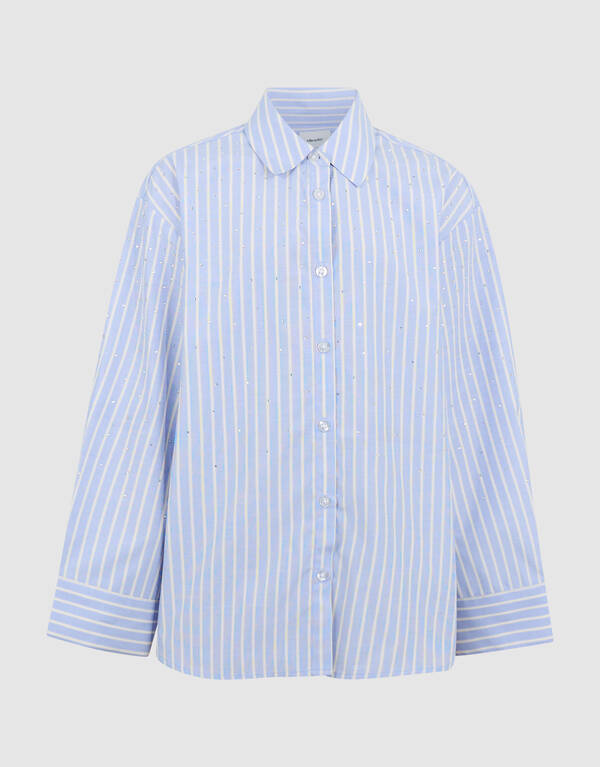 Oversize-Bluse aus Popeline mit Strasssteinen Hel SHOEBY GIRLS
