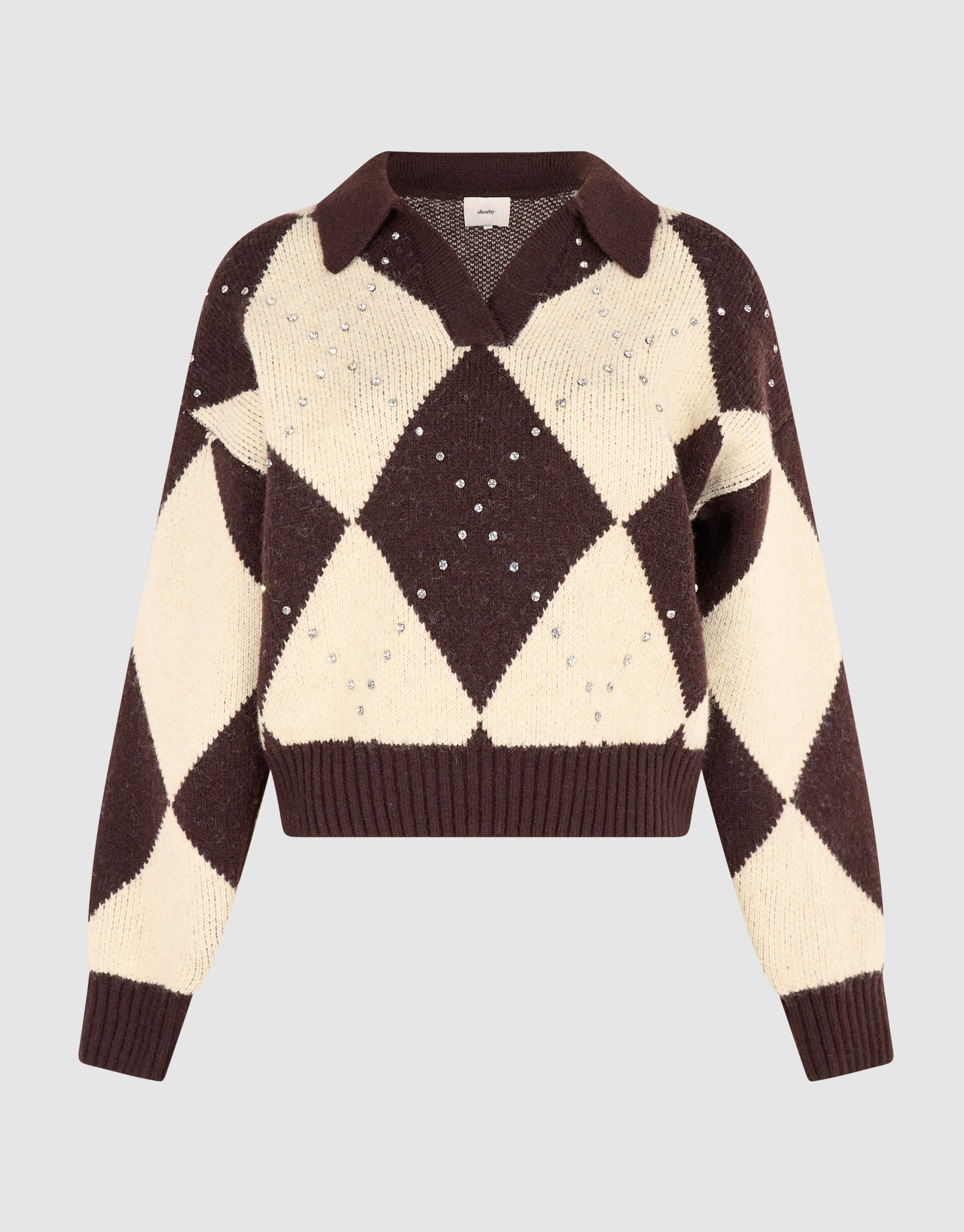 Klassischer Pullover mit Karomuster braun/ecru SHOEBY WOMEN