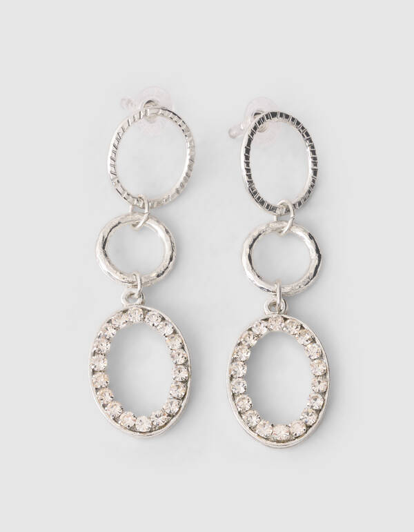 Stra&szlig; Oval Ohrringe Silber SHOEBY ACCESSOIRES