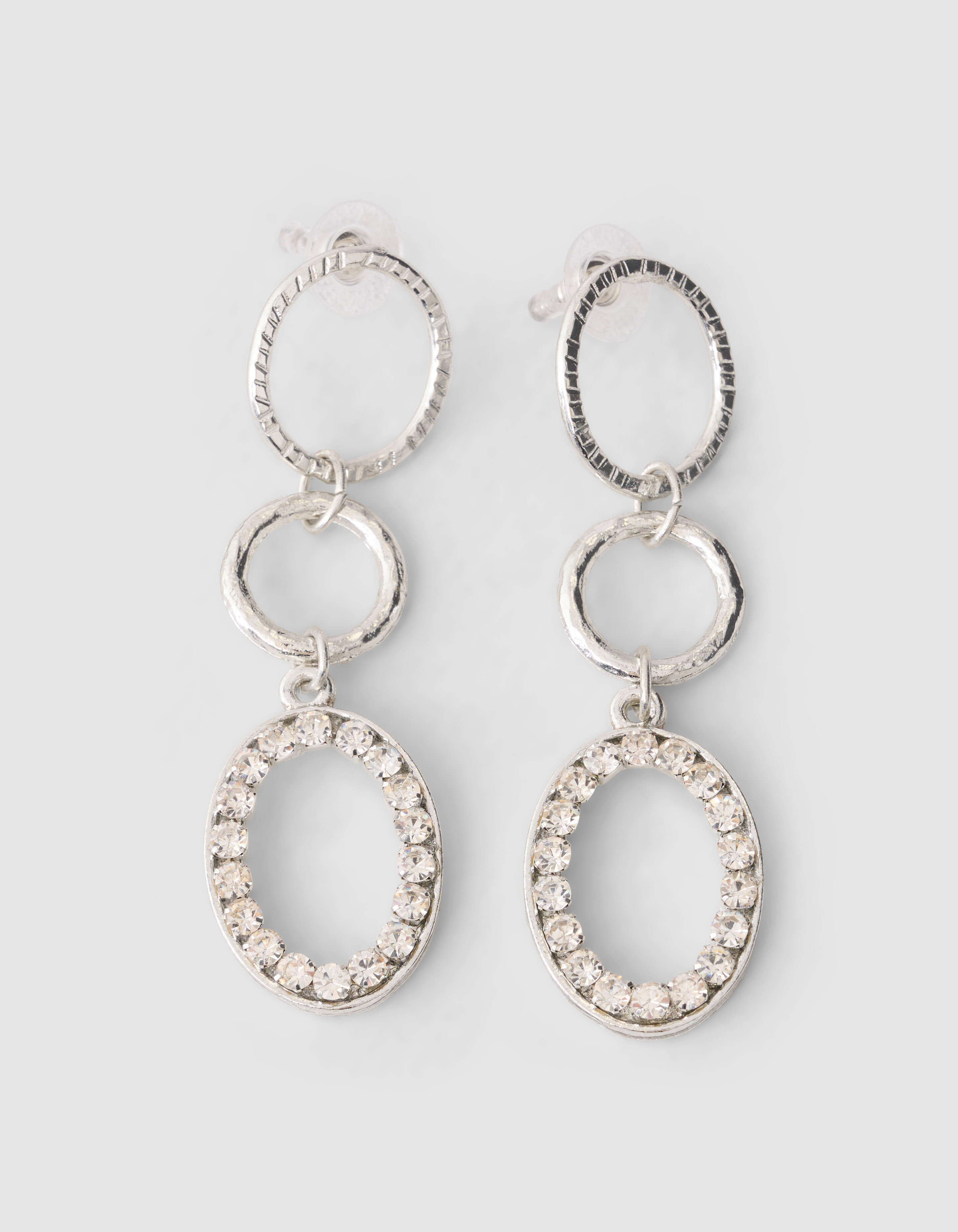 Stra&szlig; Oval Ohrringe Silber SHOEBY ACCESSOIRES