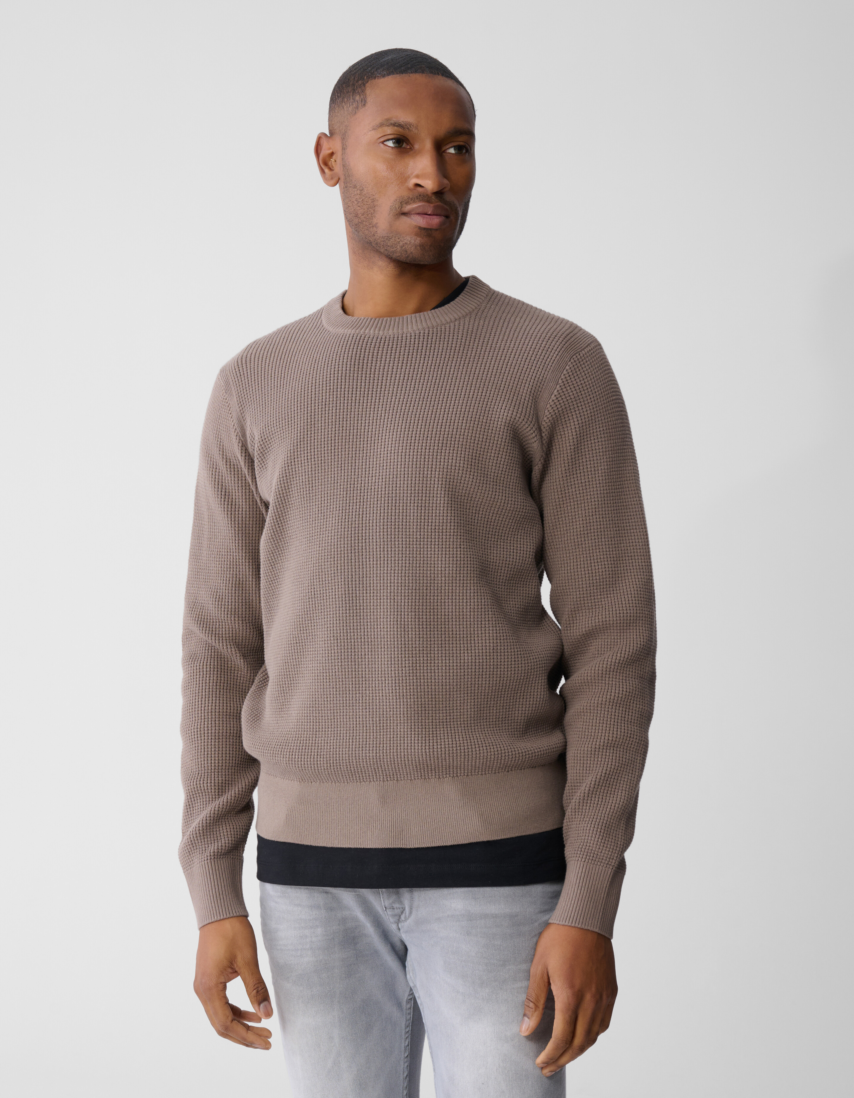 Gestrickter Waffel-Pullover Braun/Taupe SHOEBY MEN