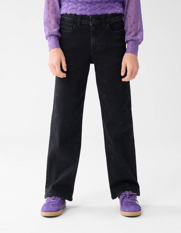 Strass Herz Straight Fit Jeans Schwarz SHOEBY GIRLS