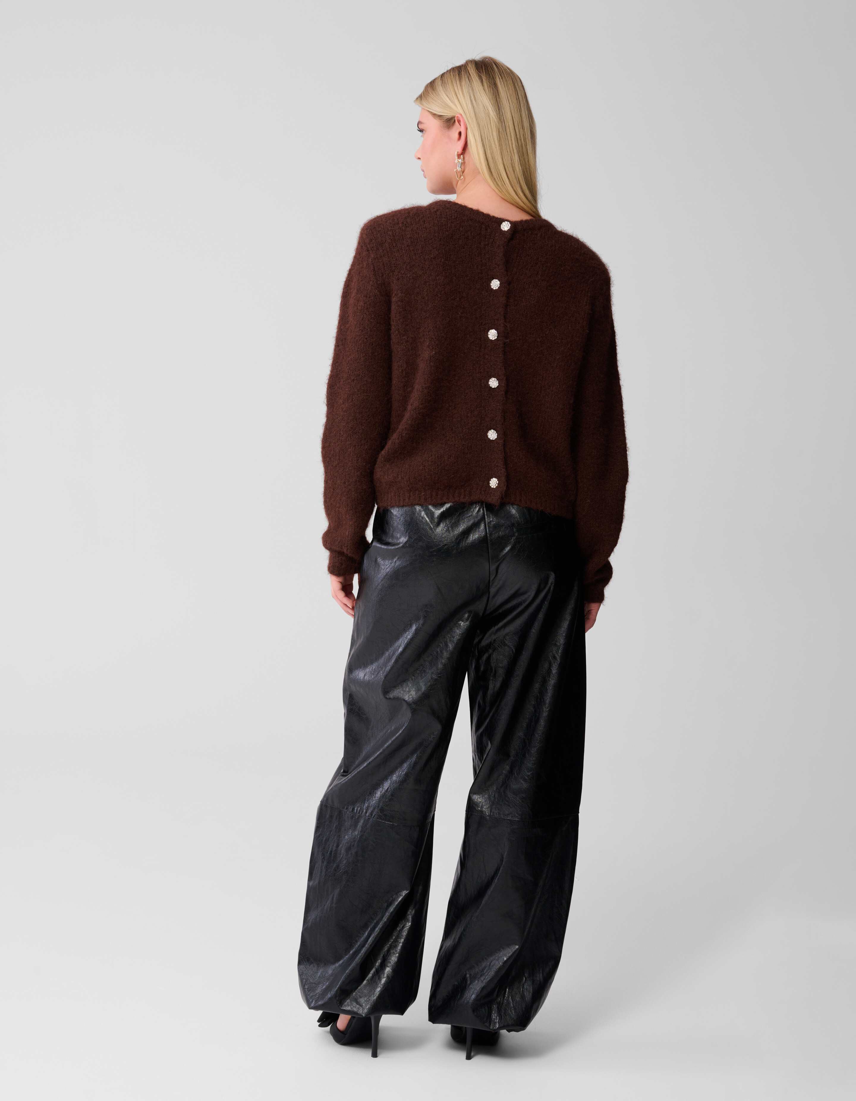 Zweibr&uuml;stige Strickweste Braun SHOEBY WOMEN