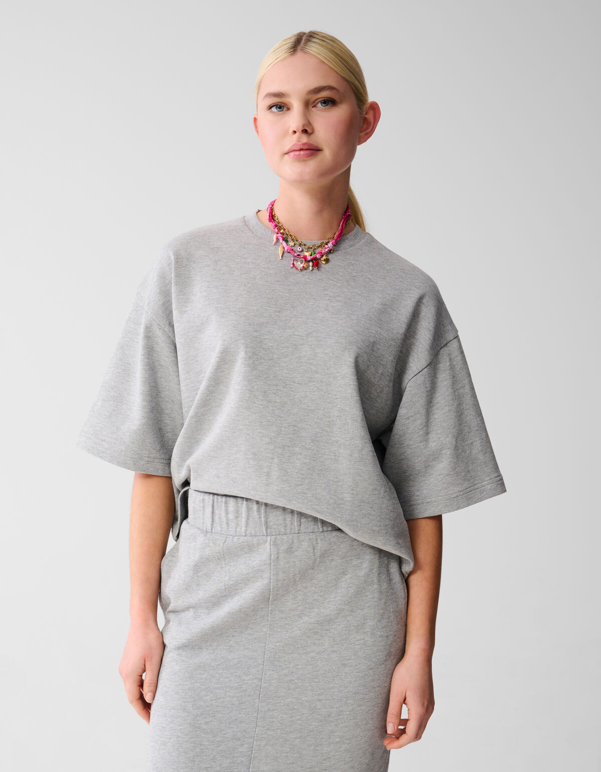 Oversized Sweat Top Hellgrau SHOEBY WOMEN