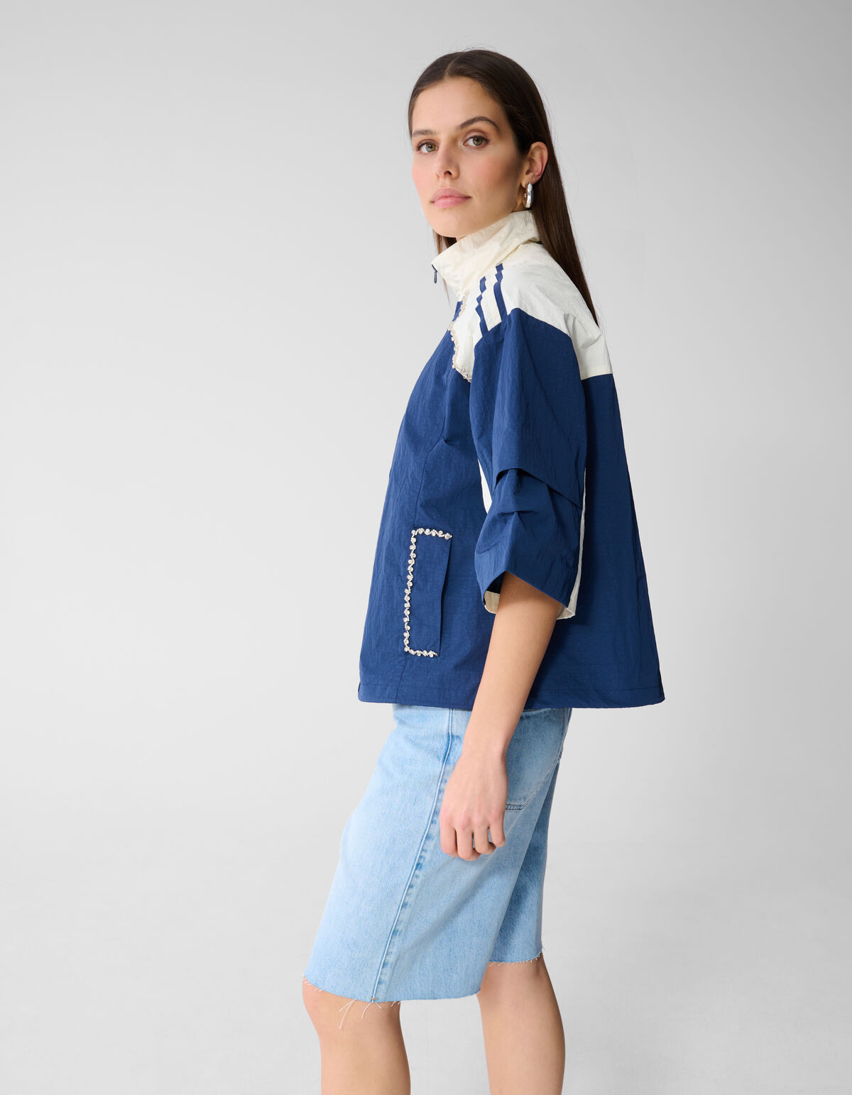 &Uuml;bergro&szlig;e sportliche Trainingsjacke Dunkelblau SHOEBY WOMEN