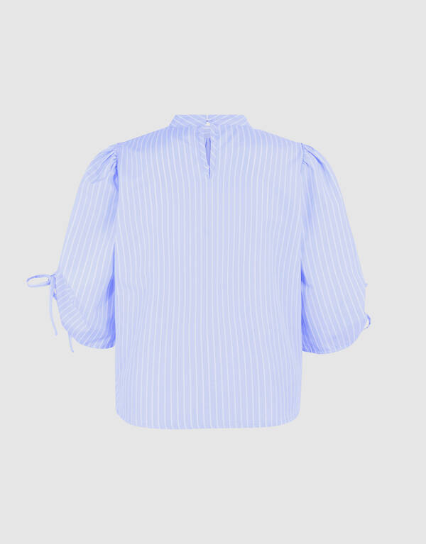Bluse mit Nadelstreifen- und Kord&auml;rmeln Hellblau SHOEBY WOMEN