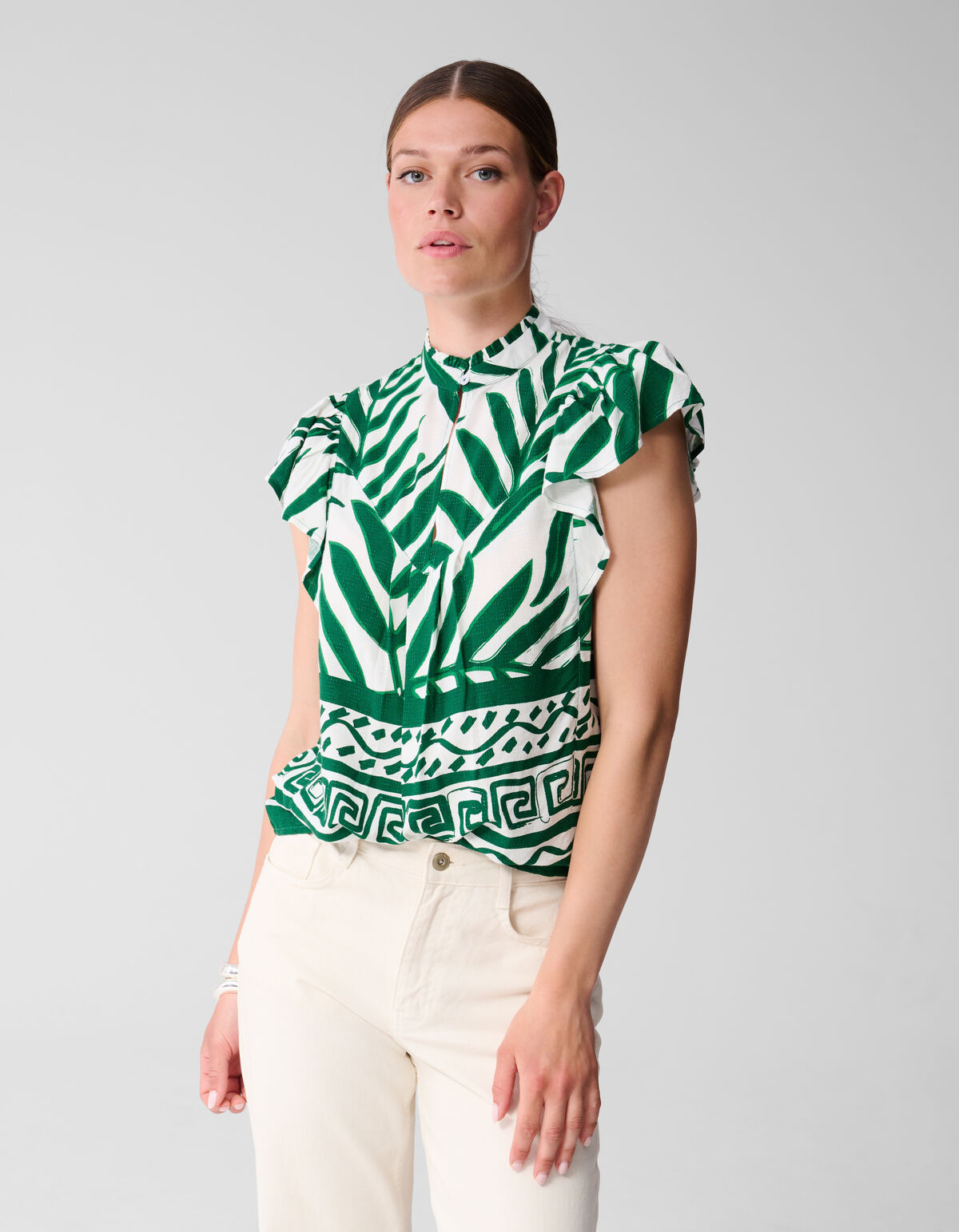 Bedrucktes Palmen-Top Weiß SHOEBY WOMEN