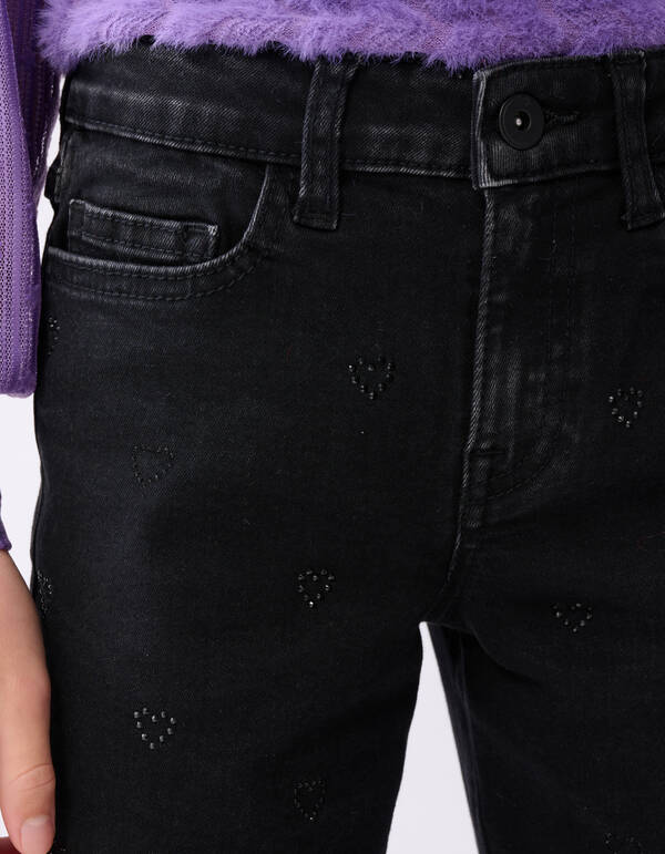 Strass Herz Straight Fit Jeans Schwarz SHOEBY GIRLS