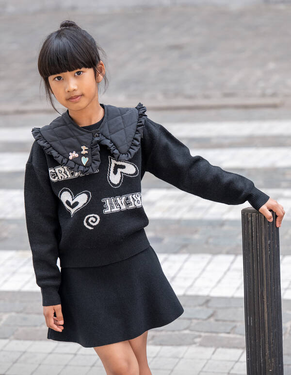 Gestrickter Create Artwork Pullover Schwarz SHOEBY GIRLS