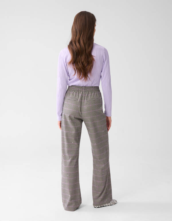 Karierte Hose mit weitem Bein Grau SHOEBY WOMEN